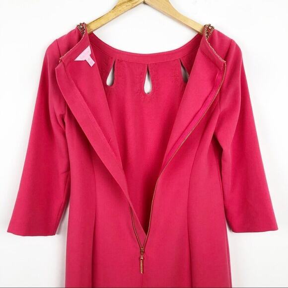 LILLY PULITZER Bronte Beaded Pink Shift Dress 2 Rhinestones Embellished Neckline - Picture 9 of 15